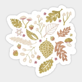 Fall Foliage in Gold and Glitter Sticker